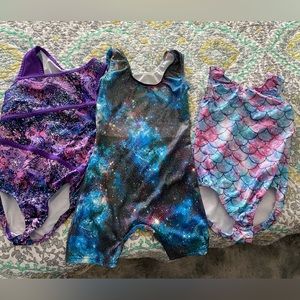 Lot of three gymnastics outfits - girls size 6/130